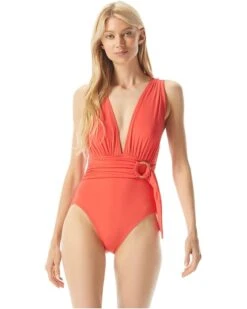 MICHAEL Michael Kors Essentials Surplice Plunge One-Piece