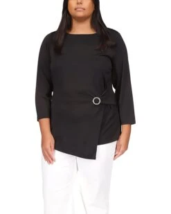 MICHAEL Michael Kors Plus Size Solid Twist 3/4 Sleeve Top