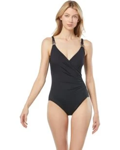 MICHAEL Michael Kors Iconic Solids Logo Trim Surplice Mio