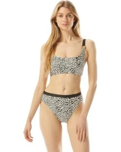 MICHAEL Michael Kors Abstract Animal Logo Ring Bikini Top