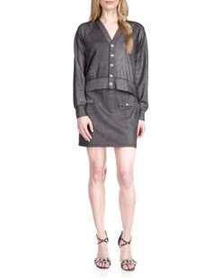 MICHAEL Michael Kors Shimmer Button Boyfriend Cardigan
