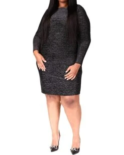 MICHAEL Michael Kors Plus Size Velvet Long Sleeve Cowl Back Dress