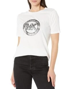 MICHAEL Michael Kors Short Sleeve Zebra Charm Logo Tee