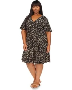 MICHAEL Michael Kors Plus Size Giraffe Flutter Mini Wrap Dress