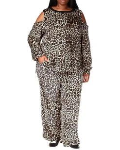 MICHAEL Michael Kors Plus Size Cheetah Straight Leg Pants