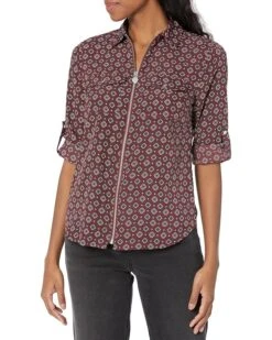 MICHAEL Michael Kors Petite PJ Foulard Lock Zip Shirt